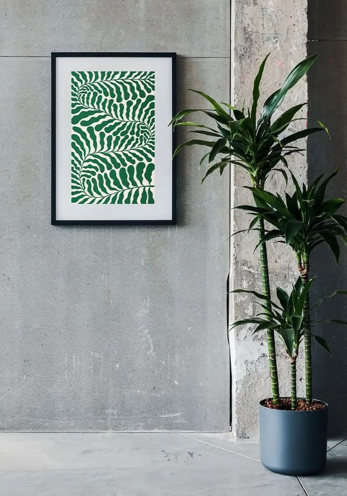 Sample paper print with a white mat and black frame