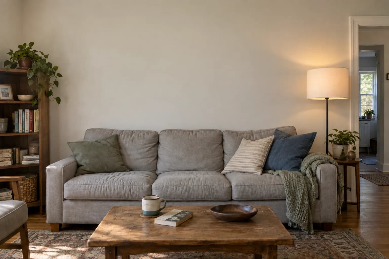 A living room wall ready for a personal artwork